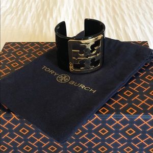 Black and Gold Tory Burch Cuff Bracelet